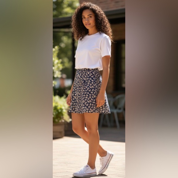 RIHOAS floral blue and white mini skirt size small - Picture 2 of 7